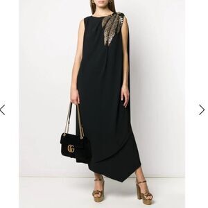 NWT. GUCCI  Equin-Leaf Aymmetric Evening Dress Sz S